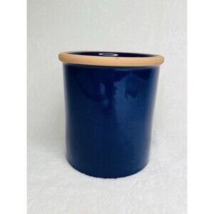 PIER 1 ITALY Cobalt Blue Glazed Pottery - Container / Vase - Marked